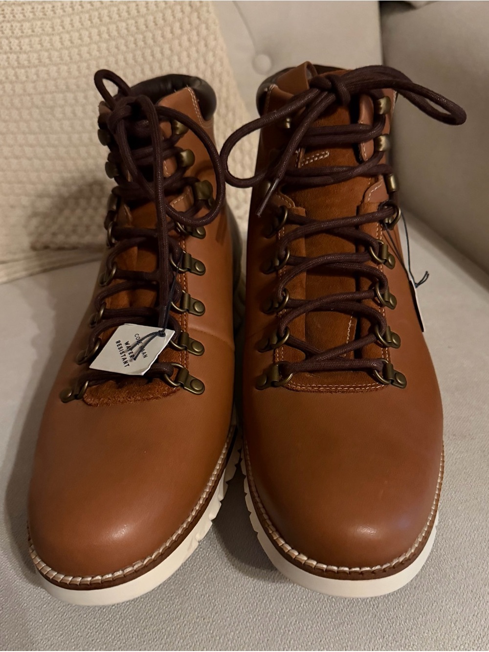Cole Haan Brown Leather Zerogrand Lace-Up Hiking Boot